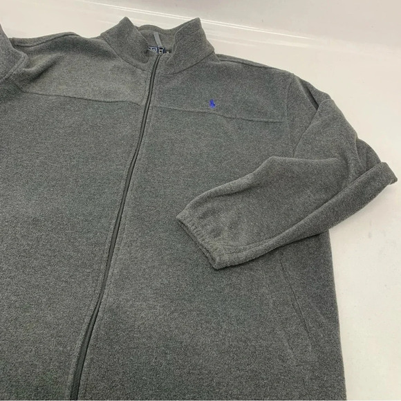 Polo Ralph Lauren Fleece Sweatshirt Jacket Men 2XL Full Zip Gray Pockets Pony - Picture 4 of 10